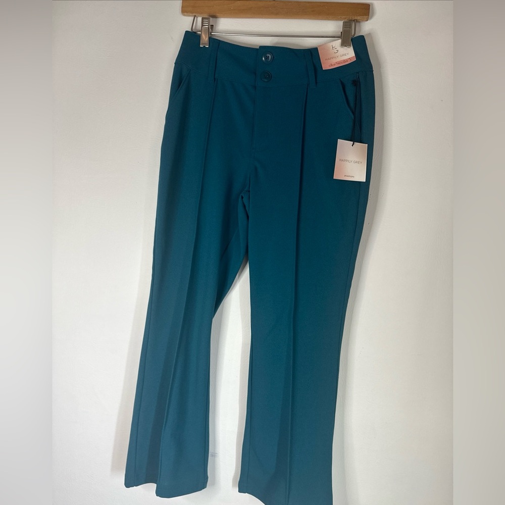 Happily Grey Women's Wide Leg Crop Trouser Dress Pants 3
Teal NWT
